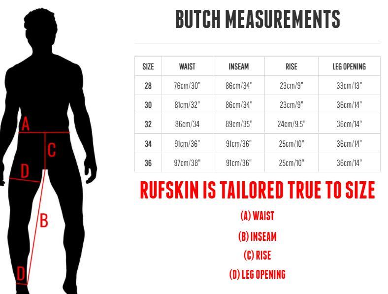 36" RUFSKIN Cotton Jeans BUTCH Slim Straight - Leg Pants Denim Distressed - SexyMenUnderwear.com