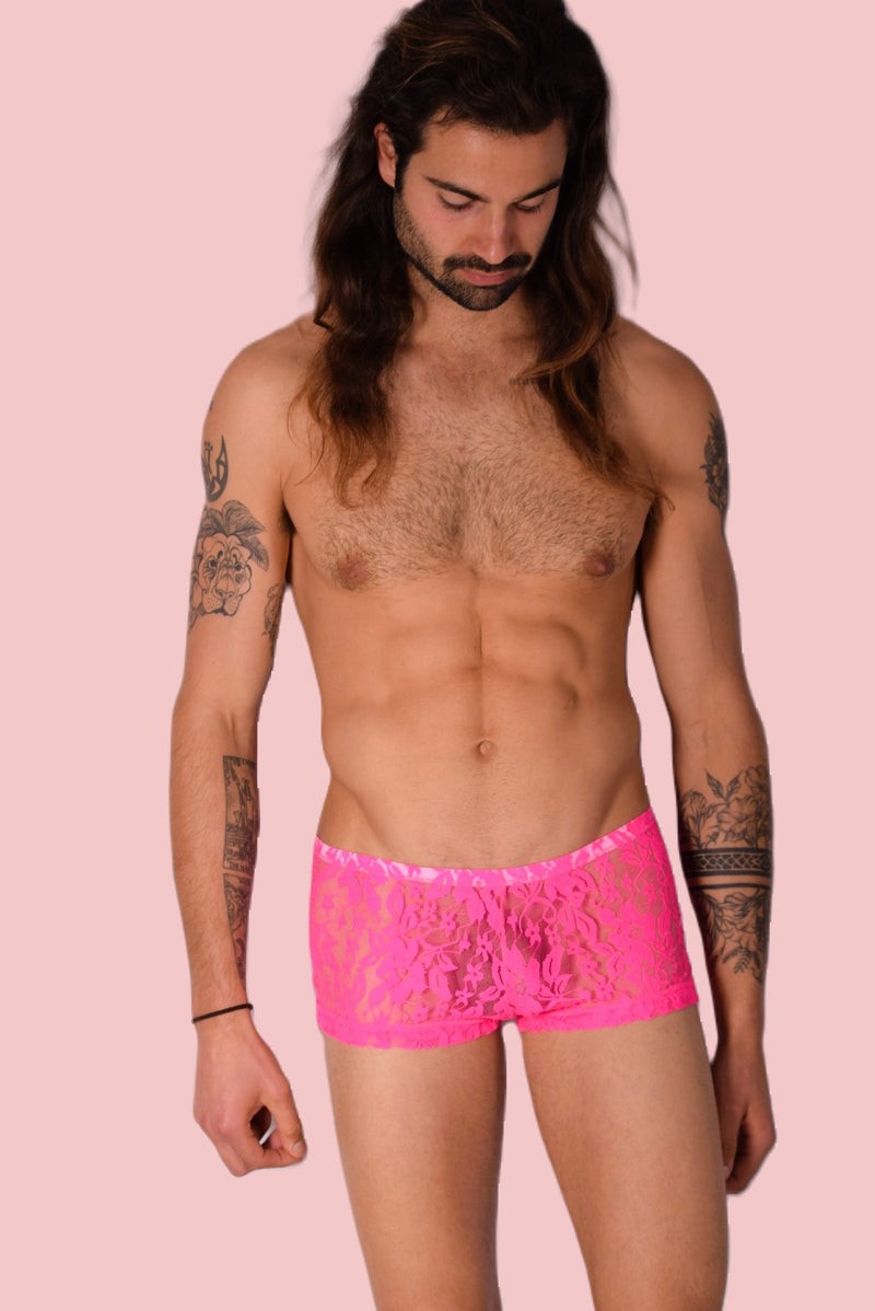 XS/S SMU Hipster Underwear Mini-Boxer Pink Lace 43116 MX12