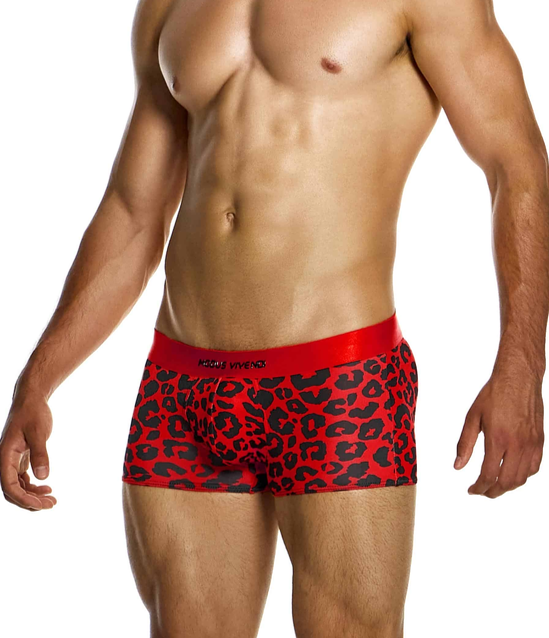 MODUS VIVENDI Leopard Boxer Trunks Stretch Velvet-Touch Fabric in Red 15421 79A