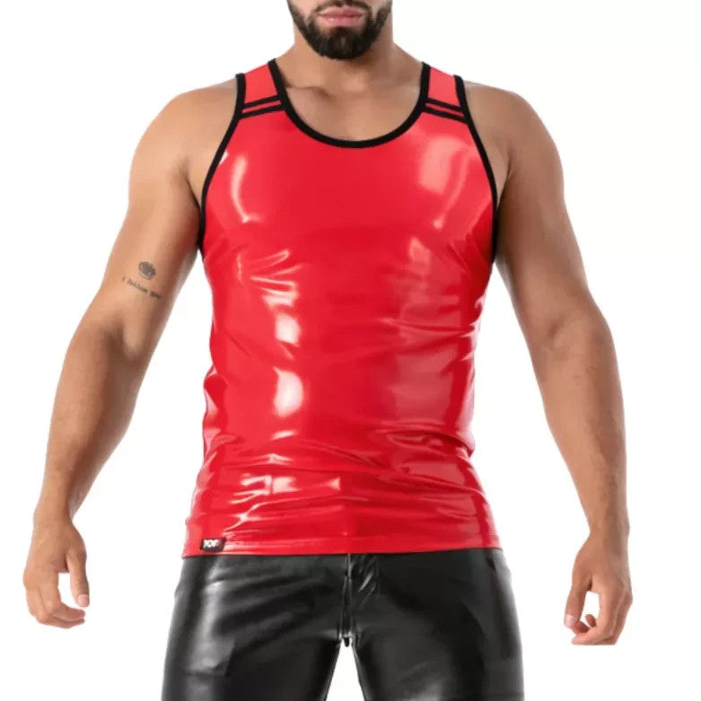 TOF PARIS Tank Top 100% Latex Second-Skin Sleeveless Red Datex T4