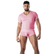 TOF PARIS T-Shirt Mon Amour Microfiber Lightweight V-Neck Shirts in Pink 56