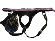 SMU  Adjustable Black Leather Jockstrap and Harness CH22 8980