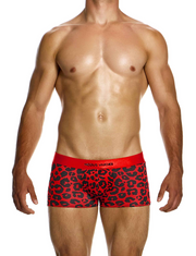 MODUS VIVENDI Leopard Boxer Trunks Stretch Velvet-Touch Fabric in Red 15421 79A