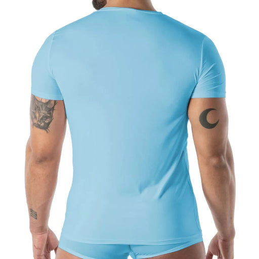 TOF PARIS Mon Amour Microfiber T-Shirt Fitted Cut V-Neck Shirts Blue 56