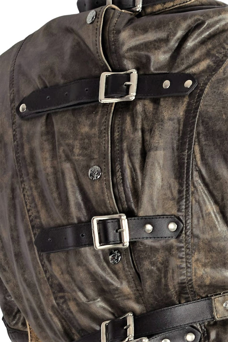 SMU Aviator  Straight jacket High Quality Genuine Leather Brown  16-10