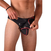 SMU Marcus Removable Cod Piece Black and Red Jockstrap 19734 CH16
