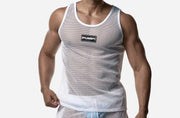 PUMP! Structured White Mesh Tank Top Nylon Athletic Tanktop 14034 5