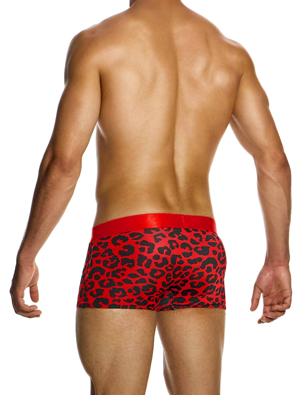 MODUS VIVENDI Leopard Boxer Trunks Stretch Velvet-Touch Fabric in Red 15421 79A