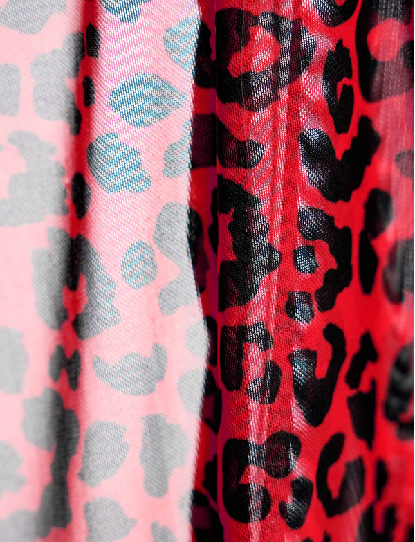 MODUS VIVENDI Leopard Mesh Tank Top Stretch Velvet-Touch Fabric in Red 15431 79A
