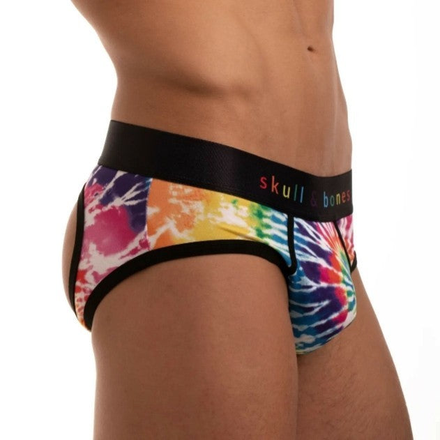 XL SKULL & BONES Gay Pride Peek-A-Boo TIE DYE Open Back Wild Rainbow 8