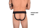SMU Jock Marcus Removable Cod Piece Black and Blue Jockstrap 32'' To 36'' CH15