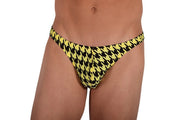 Large Vuthy Yellow Black Design Swim Thongs 274