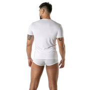 TOF PARIS Mon Amour Microfiber T-Shirt Lightweight V-Neck Shirts in White 56