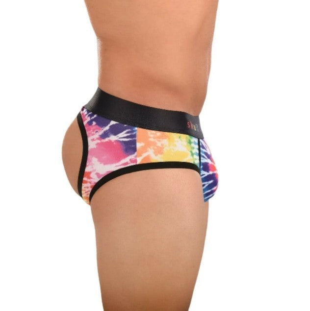 XL SKULL & BONES Gay Pride Peek-A-Boo TIE DYE Open Back Wild Rainbow 8