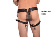 SMU KRISTOS Full Lockable Black Leather Jockstrap 30'' To 40'' CH32