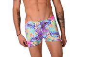 XS SMU Mens Swim Hipster Abstract Bright Colors 43148 MX12