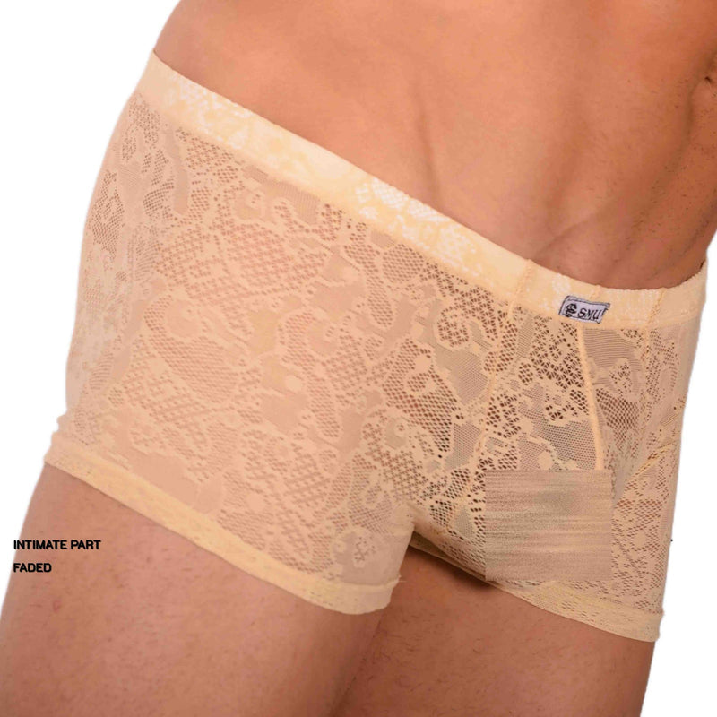 S SMU Sexy C-Thru Sand Lace Mini Hipster 33828 MX17