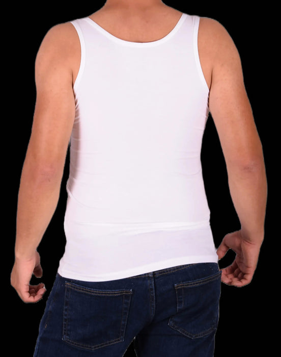 DOREANSE Débardeur Solide Muscle Col Étroit Coton Blanc 2255 3