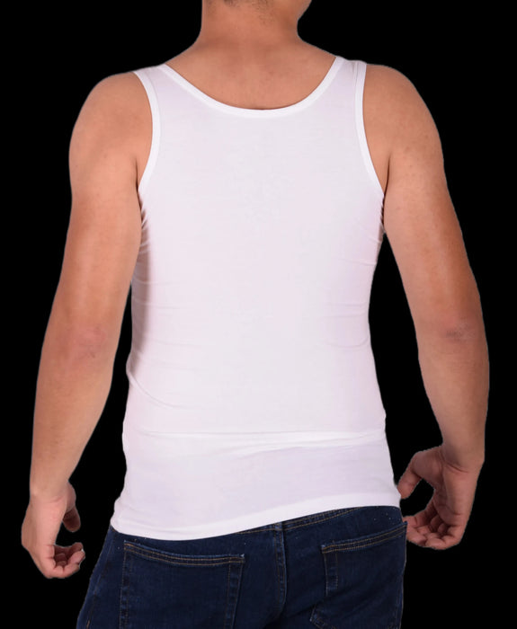 DOREANSE Débardeur Solide Muscle Col Étroit Coton Blanc 2255 3