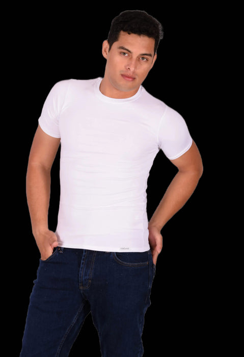 DOREANSE T-Shirt Basique Col Rond Manches Courtes Blanc 2550 3