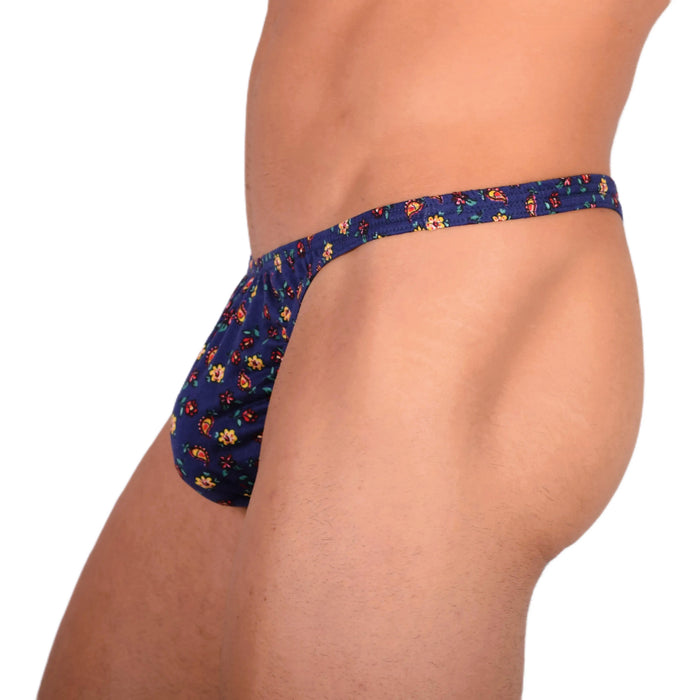 S SMU Sensual Floral Explosion Blue Thong 33733 MX15