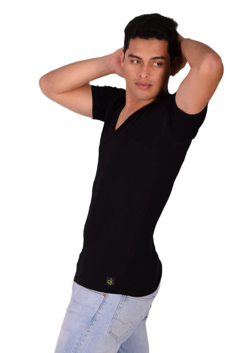 Calvin Klein Cotton Stretch V-Neck Black T-Shirt MX16