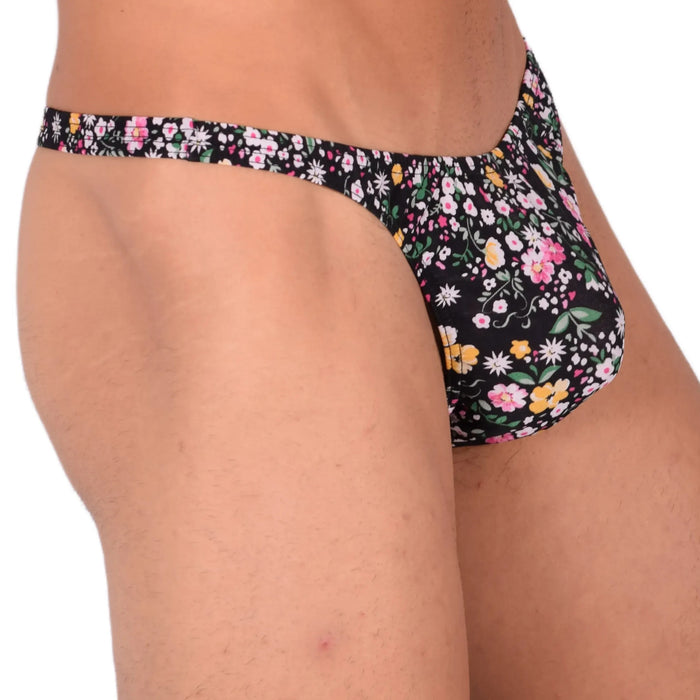 XS/S SMU Sensual Floral Explosion Black Thong 33530 MX13