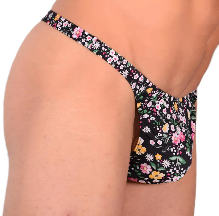 XS/S SMU Sensual Floral Explosion Black Thong 33530 MX13