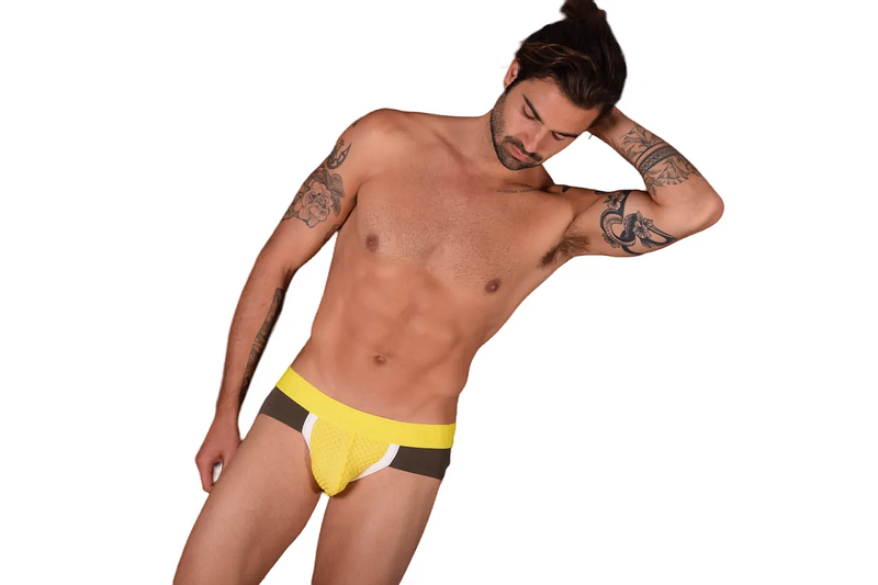 Modus Vivendi Jock Multi C-Through Mesh Cotton Mini Jockstrap YELLOW 05812 57