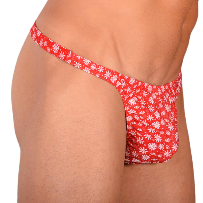 S SMU Sensual Floral Red White Thong 33695 MX15