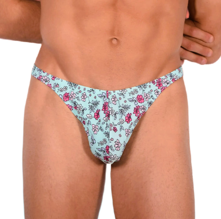 S SMU Sexy Turquoise Floral Explosion Thong 33647 MX14