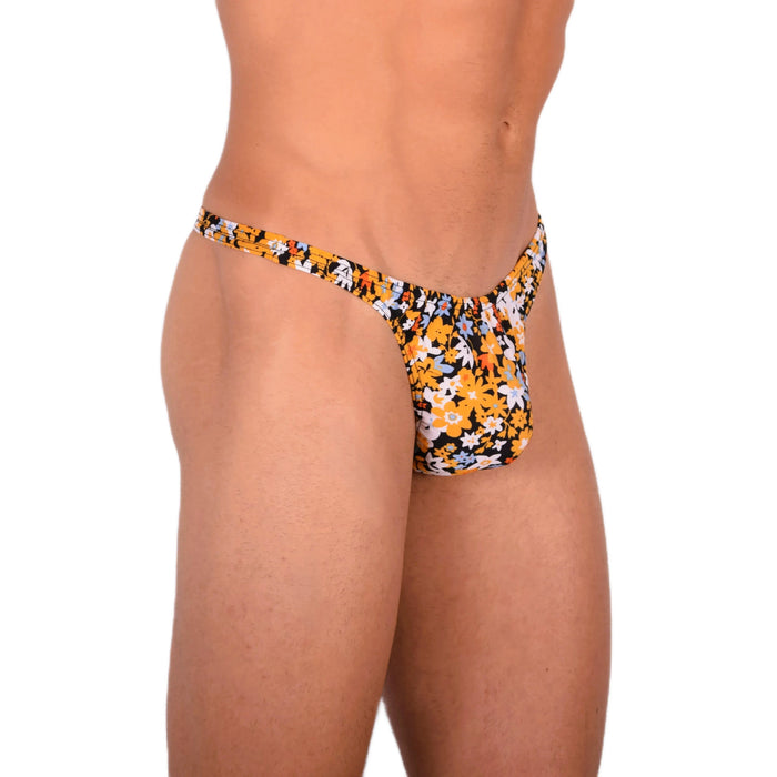 S SMU Sensual Floral Explosion Black and Yellow Thong 33697 MX15