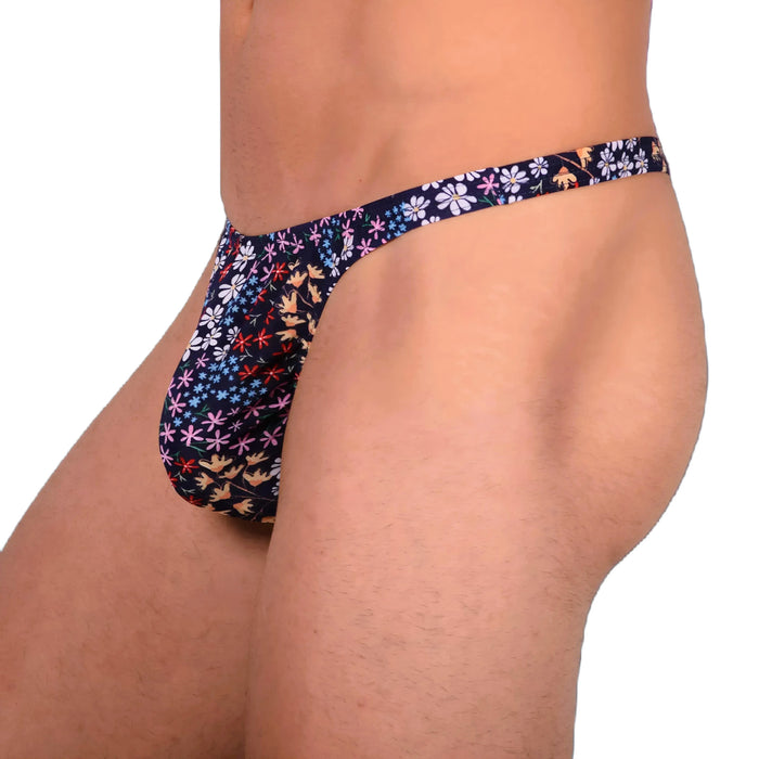 XS SMU Sexy Dark Blue Floral Explosion Thong 33650 MX14