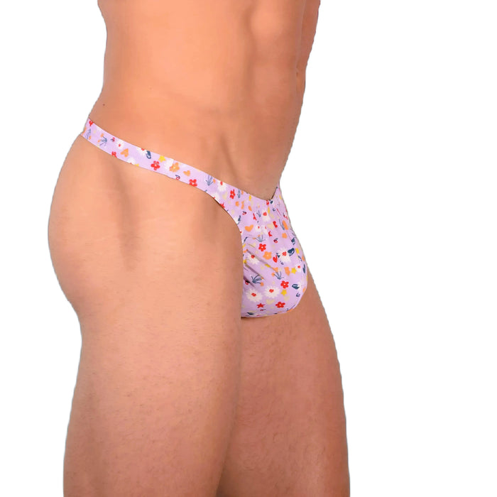 S SMU Sexy Light Purple Floral Explosion Thong 33655 MX14