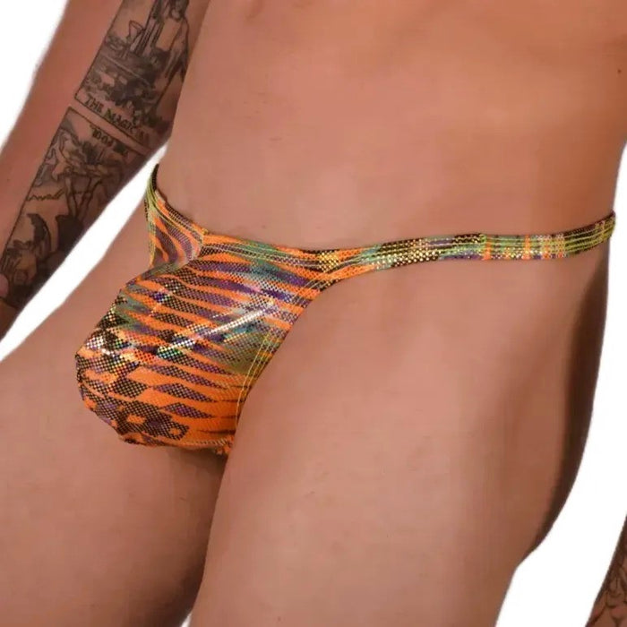 SMALL SMU Sensual Thong Orange Stripes 33497 MX13