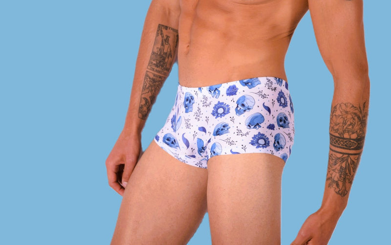 SMU Skulls Mini Boxer Brief Sporty Cut White P01005 H42