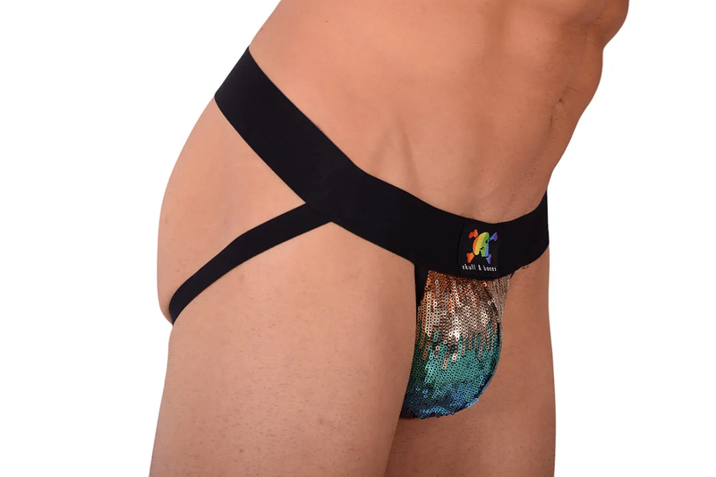 Small Jockstrap SKULL & BONES Shiny Sparkling Rainbow Jock 9