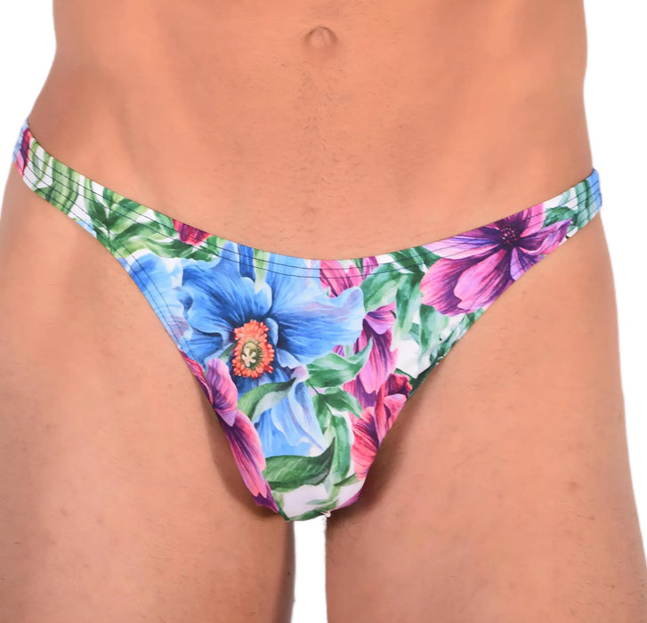 S/M SMU Sensual Tropical Flowers Thong 33563 MX13