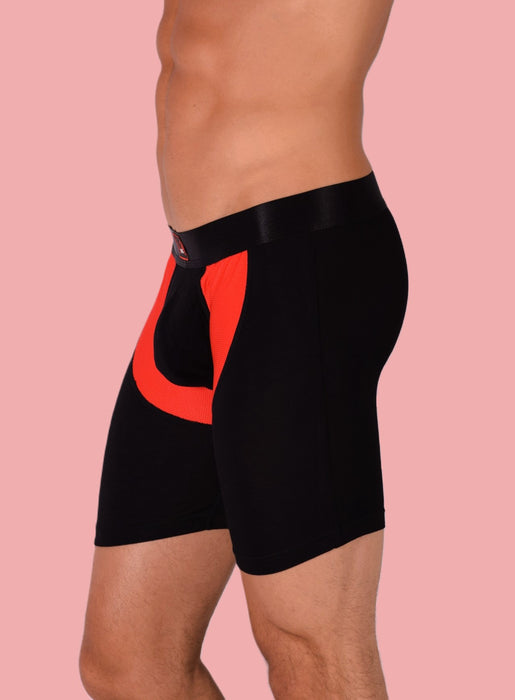 SMU Sports Underwear Long Boxer Black & Red 87655 MX12