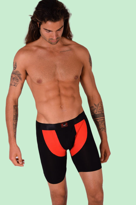 SMU Sports Underwear Long Boxer Black & Red 87655 MX12