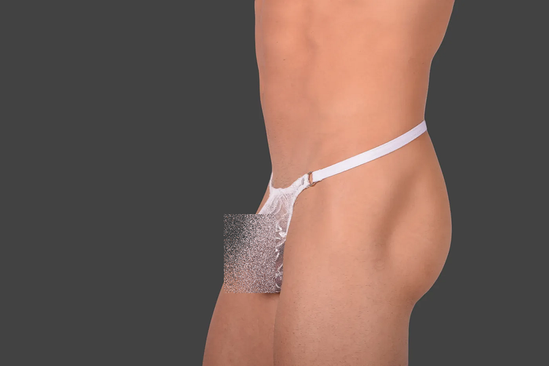 SMU Men G-String Teeser Fine Lace C-Through Blanc 20014 19