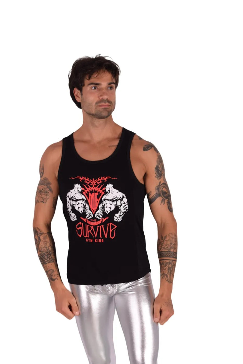 MEDIUM SMU Gym King Tank top Black and Red 33738 MX16