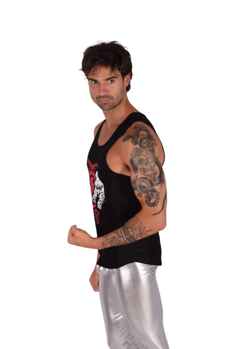 MEDIUM SMU Gym King Tank top Black and Red 33738 MX16