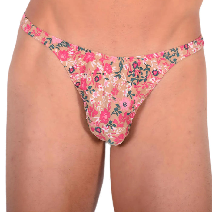 S/M SMU Sensual Thong Floral Explosion Brown 33576 MX13