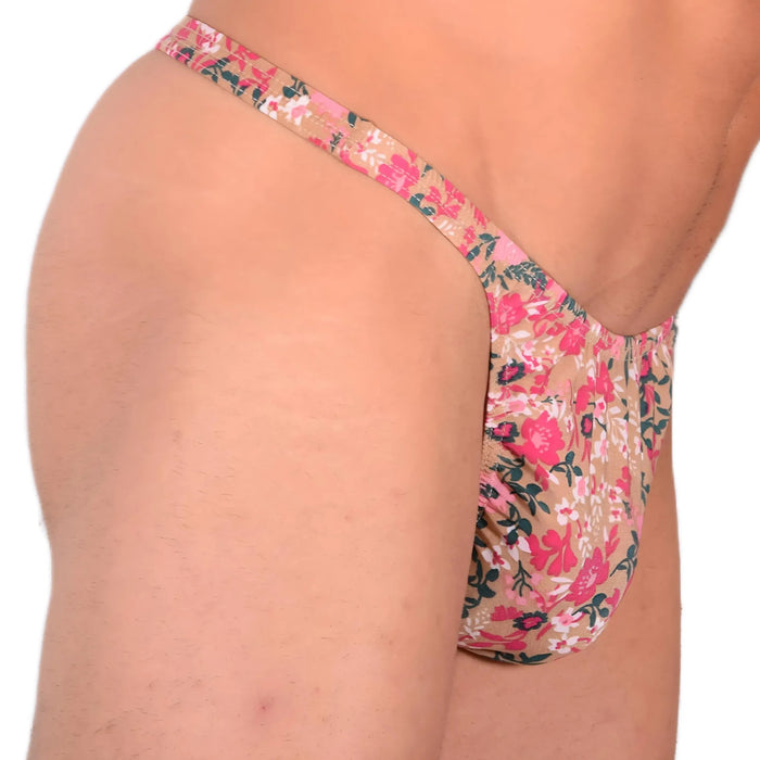 S/M SMU Sensual Thong Floral Explosion Brown 33576 MX13