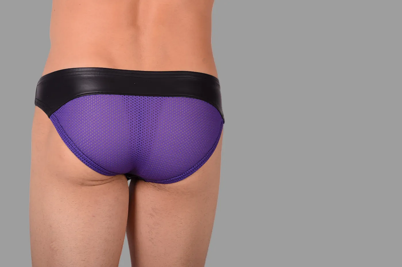 SMU Eye Grabber Leather brief Black Purple P01003 H5