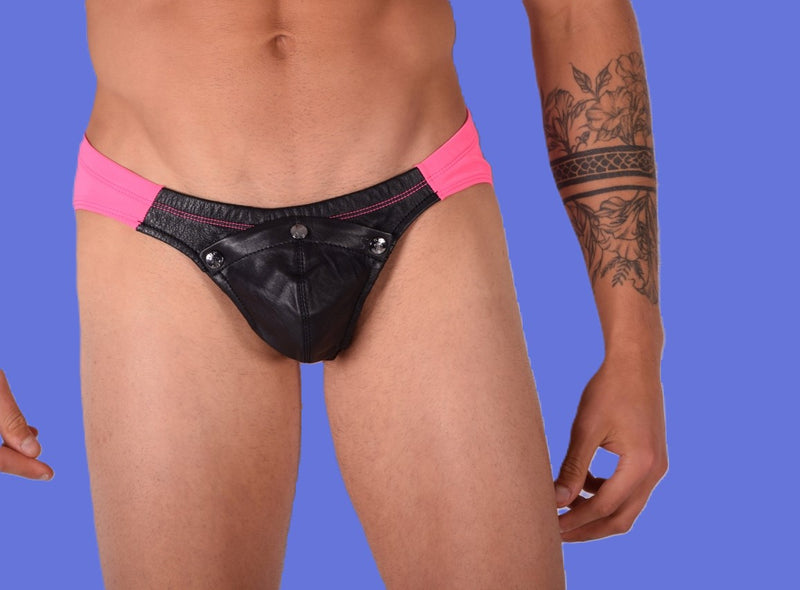 SMU Rave Peekaboo Removable Leather Pouch Brief Pink H1