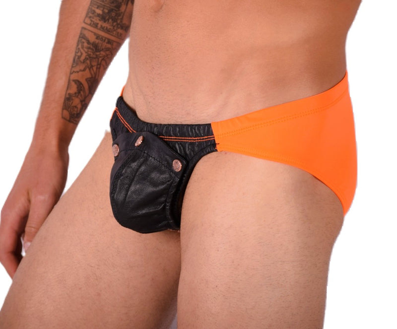 SMU Rave Peekaboo Removable Leather Pouch Brief Orange H2