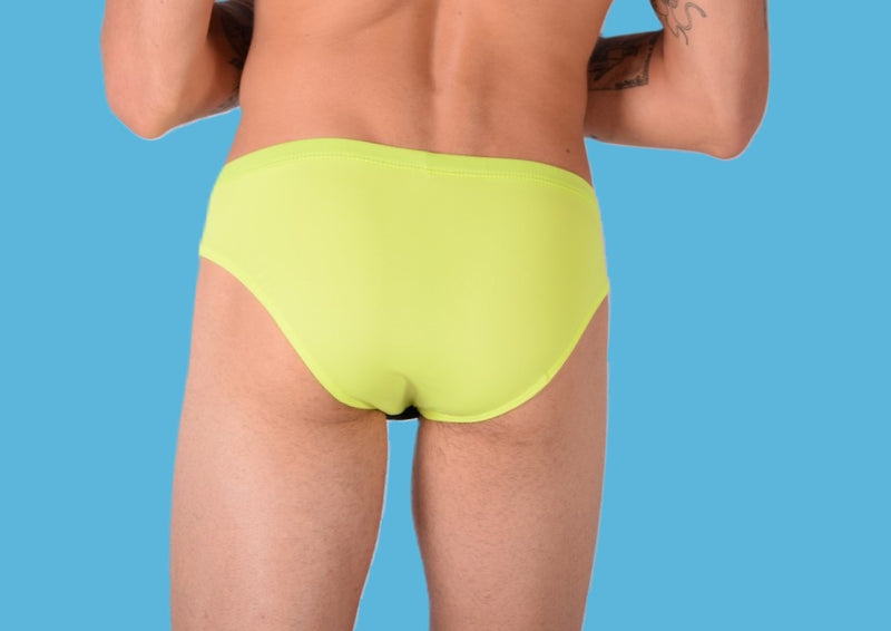 SMU Briefs Rave Peekaboo Removable Leather Pouch Brief Neon Lime H5