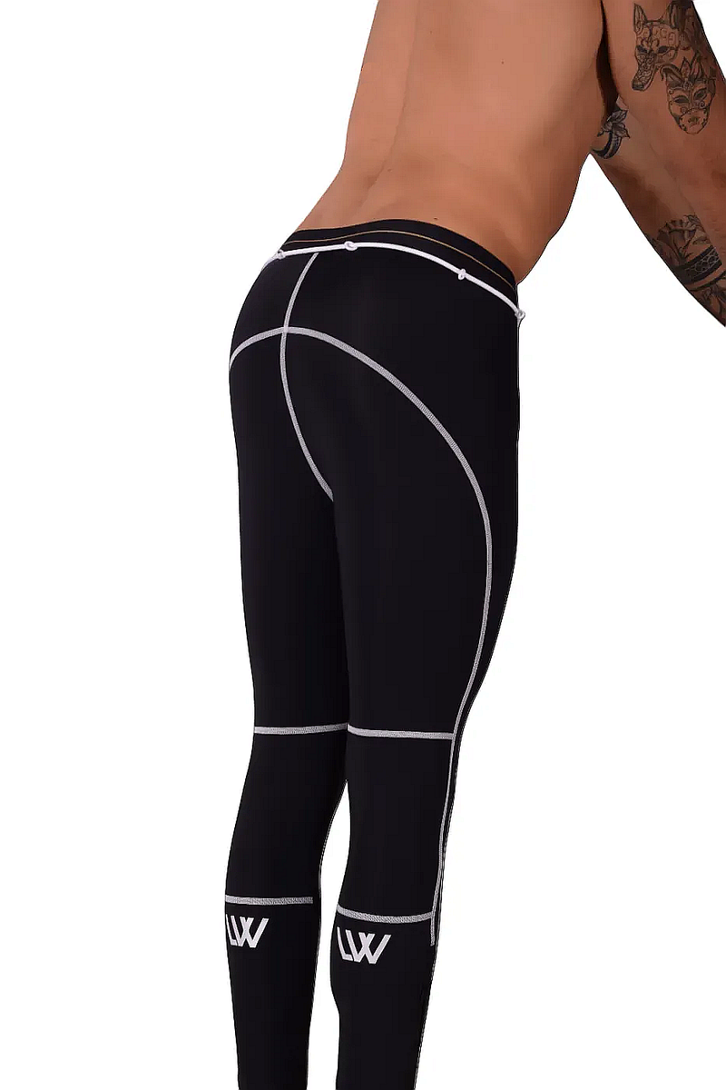 LVW AMSTERDAM Gold Legging Smooth Zippered Sports Leggings Black 18